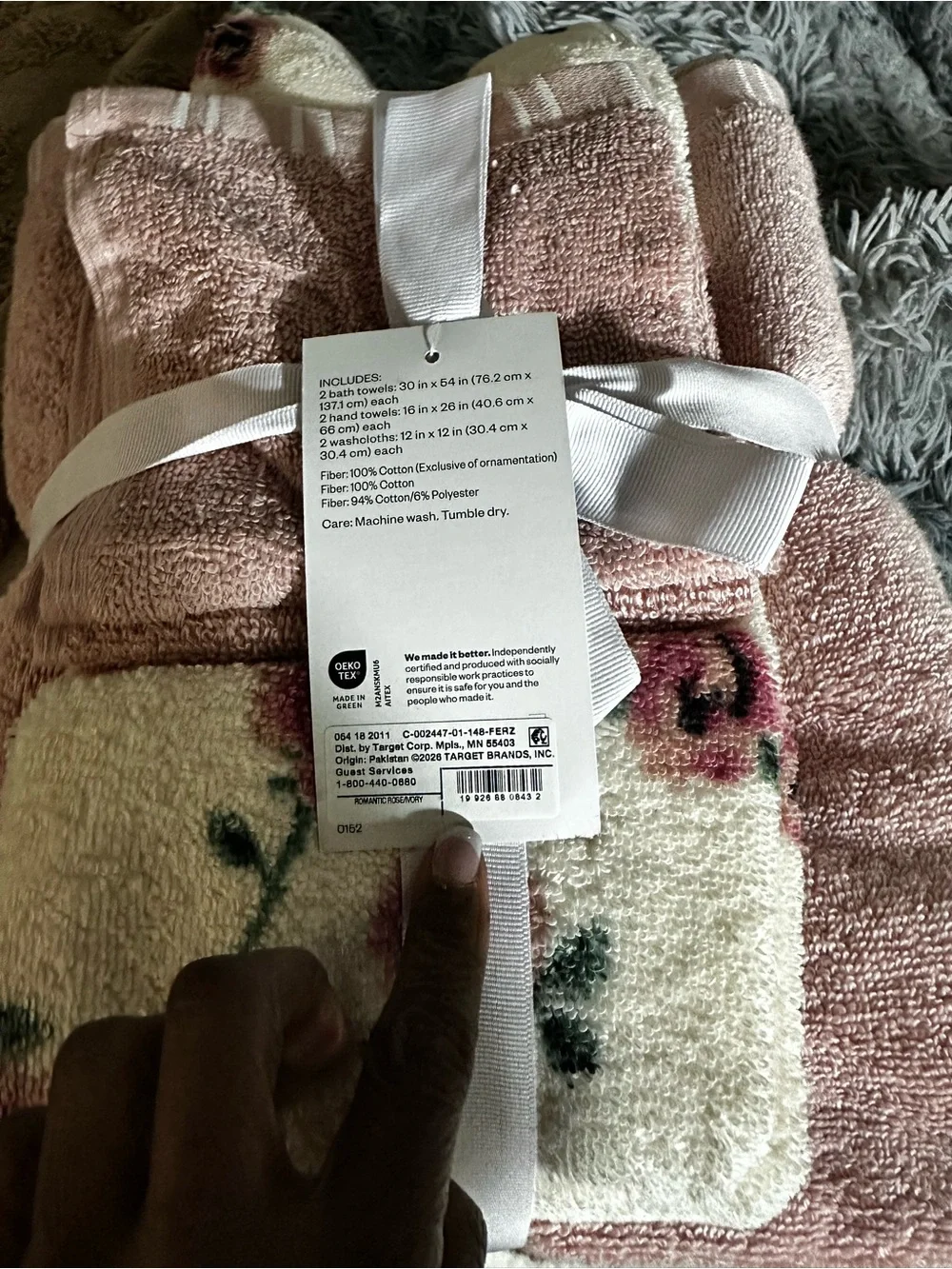 Set of 6 Target Pink Floral Bath Towel